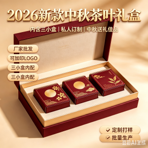 厂家批发定制2026最新款中秋送礼茶叶礼盒内含三小盒私人订制送礼佳品