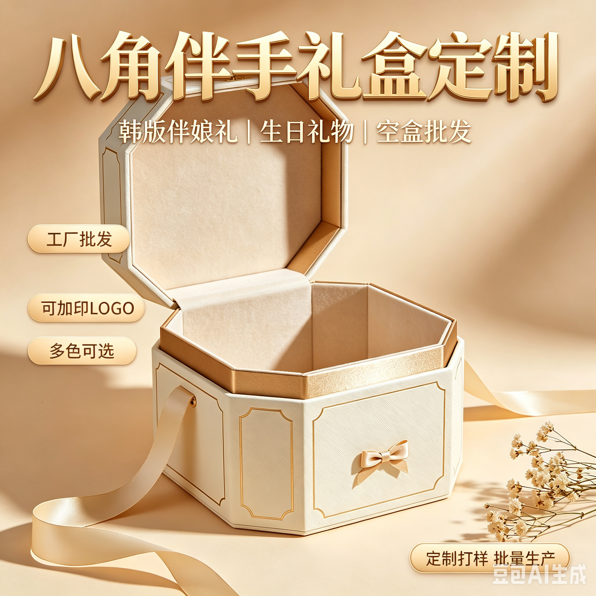 厂家批发定制礼品盒子精美 韩版伴娘伴手礼盒空盒网红八角盒风生日礼物包装盒创意