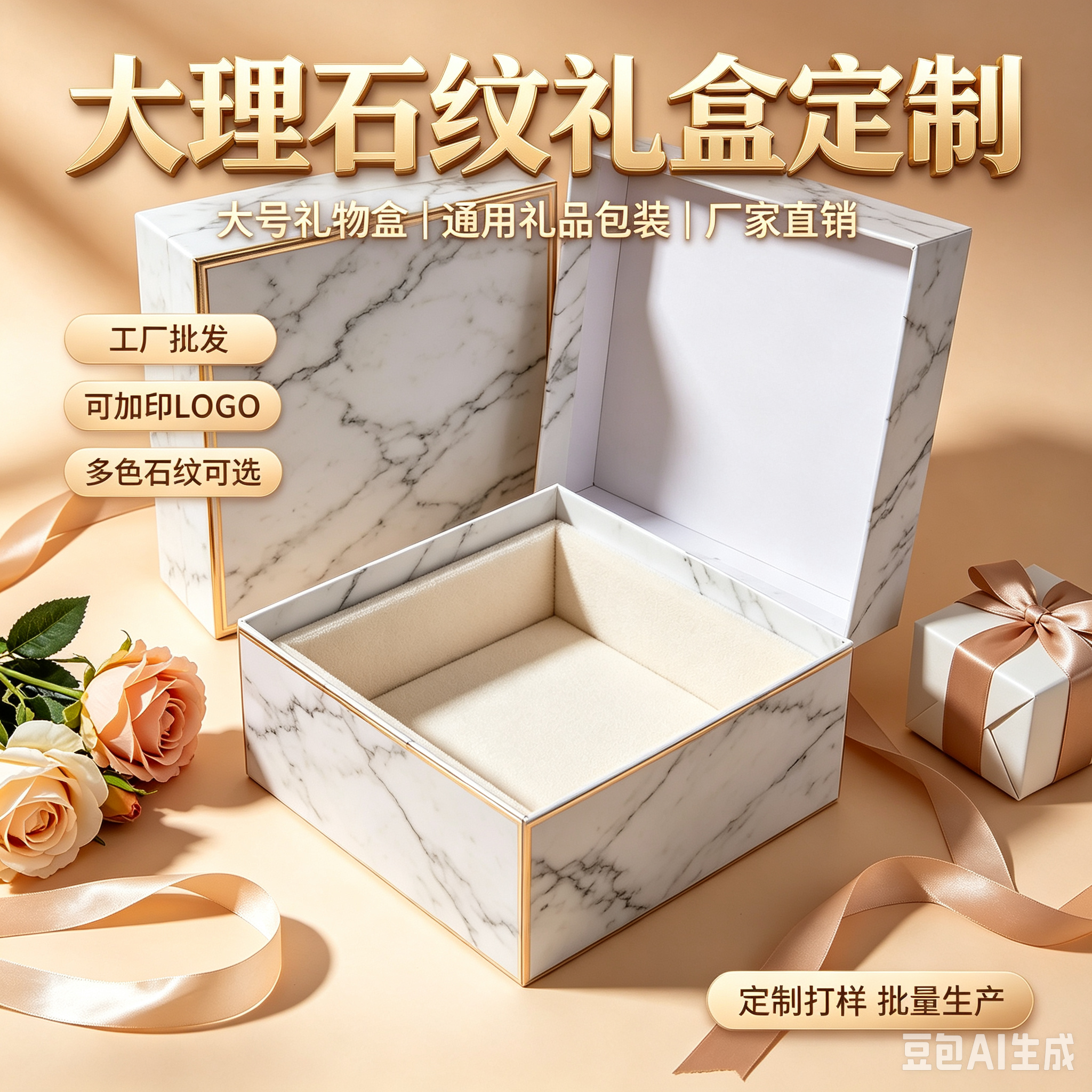 厂家批发定制通用新款大理石纹 大号礼物盒 定制礼品包装盒厂家直销