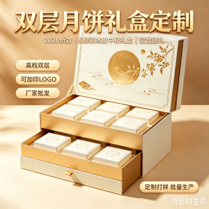 2026年新款高档双层8粒装冰皮中秋月饼礼盒包装盒空盒送礼厂家批发定制