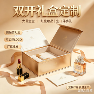 批发定制高档双开月饼礼盒礼物盒大号高颜值生日礼盒口红化妆品包装盒送男生款伴手礼空盒子