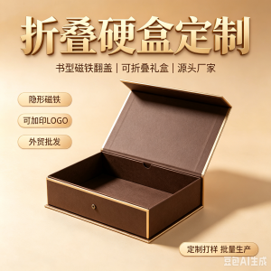 厂家批发定制折叠盒硬盒外贸批发书型盒磁铁折叠礼品盒可折叠翻盖礼盒包装盒 折叠纸纸盒源头厂家