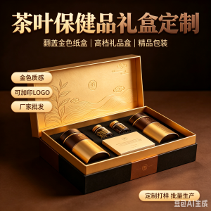 厂家专业批发定制精品包装礼品盒翻盖金色纸盒高档茶叶盒保健品盒
