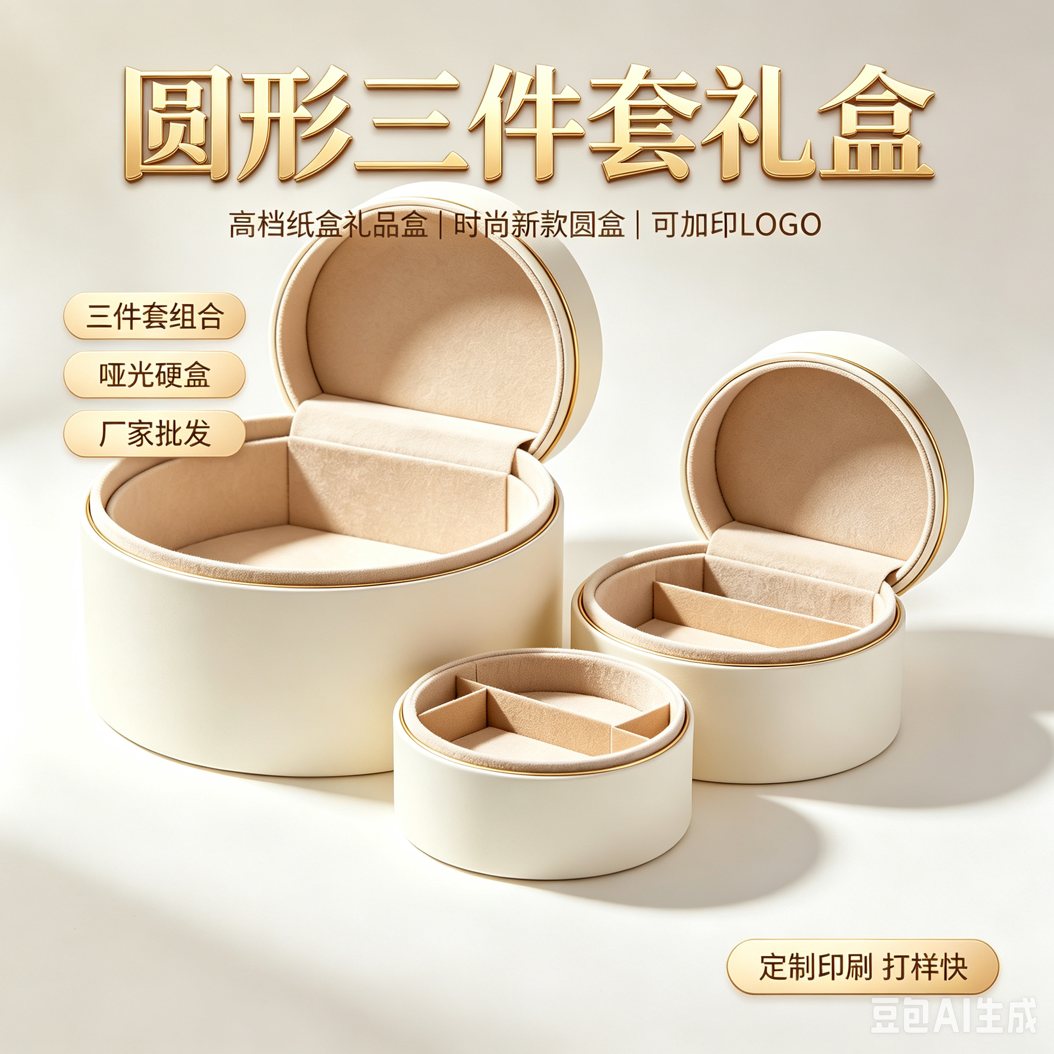 厂家专业批发定制高档圆形三件套纸盒礼品盒圆形礼物盒时尚新款圆盒