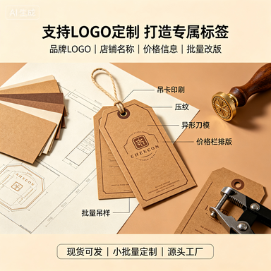 复古牛皮纸饰品吊牌 文艺 ins 风首饰价格卡 空白通用可定制 LOGO