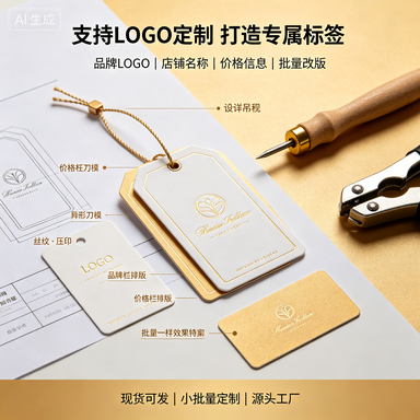 轻奢烫金饰品吊牌 ins 风高级首饰价格卡 品牌 LOGO 定制现货